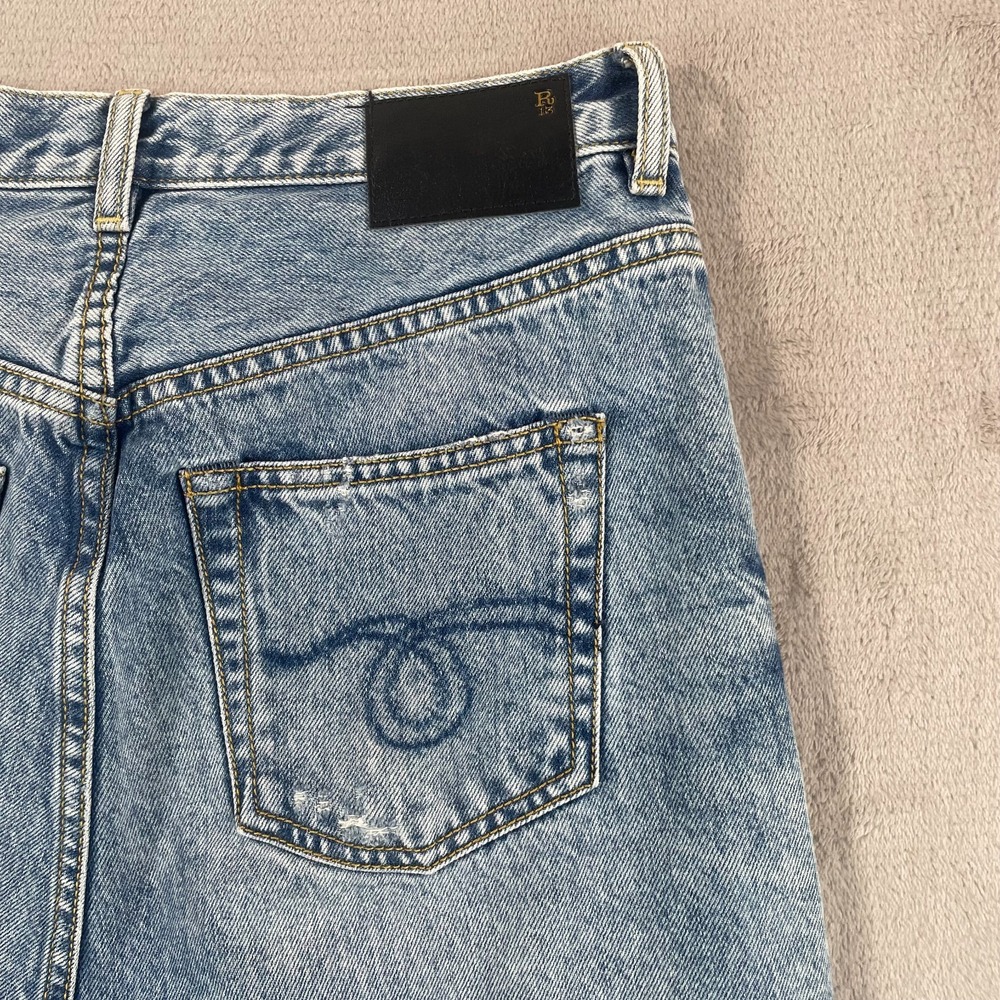 R13 Tailored Drop Jeans in Bain Blue Women 28 (Tag 24) Distressed Denim Italy - Picture 6 of 14